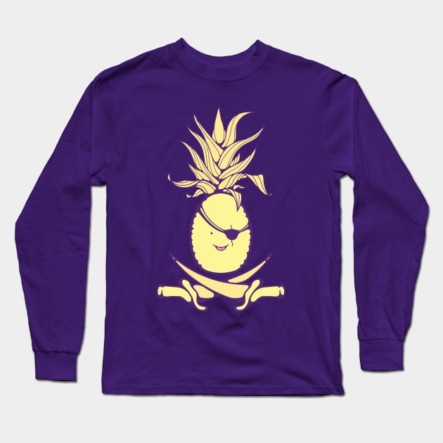 Pineapple Pirate Flag Long Sleeve T-Shirt by KritwanBlue